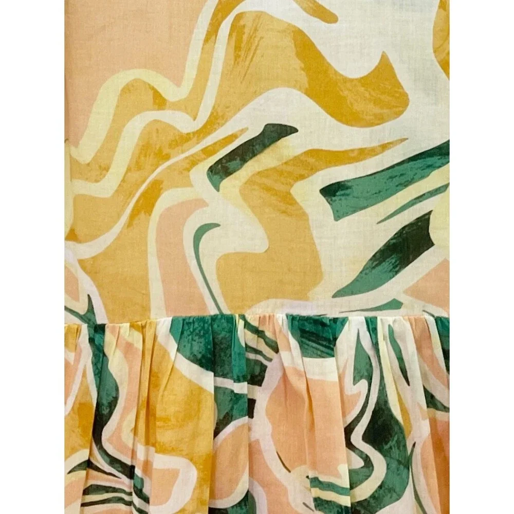 NWT Rails Zinnia Dress Size XS Tulum Abstract Print Cotton Flutter Sleeve Mini